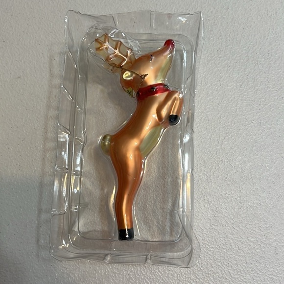 Pottery Barn Reindeer Rudolph Christmas Ornament Blown Glass - Picture 2 of 8